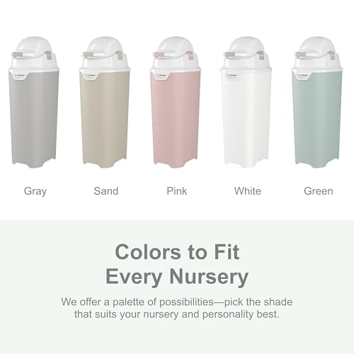 Foundations Tall Diaper Pail with Airtight Lid - Durable & Odorless Diaper Disposal, Large Capacity, Holds up to 60 Newborn Diapers, Refill with Any Bags, Baby Registry Gift - Gray (9612057)