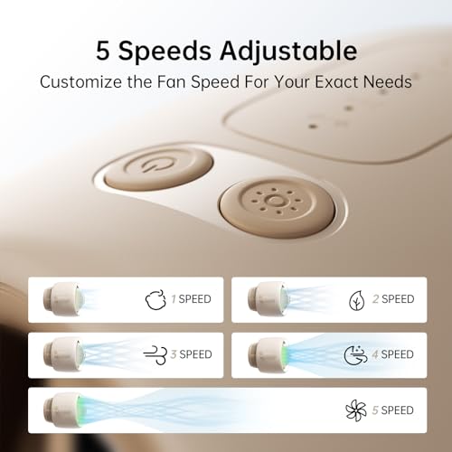 JISULIFE Stroller Fan Baby Large, Safe Bladeless for Crib, Desk, 4000mAh Battery Rechargeable Portable Cooling Fan with Air Turbo Tech, Night Light, Food-Grade Gift for Mom/Dad/Friend - Brown