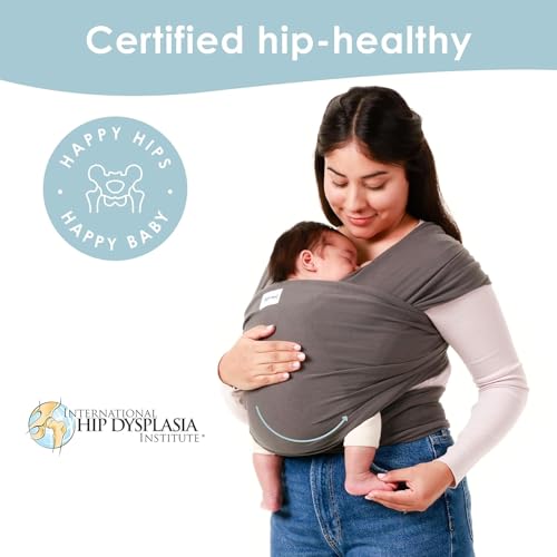 Sleepy Wrap Baby Carrier Newborn to Toddler 7-35 lbs - Lightweight, Breathable Baby Wrap Carrier - Stretchable, Ergonomic Baby Sling Carrier for Hands Free Support and Bonding (Dark Gray)
