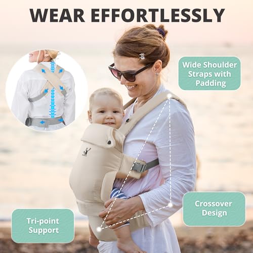Baby Carriers, Baby Carrier with Hip Seat, 3 in 1 Baby Carrier Newborn to Toddler, 3-36 Month Baby Sling, Adjustable Detachable Baby Hip Seat, Enhanced Lumbar Support, Ideal for Hands-Free Parenting