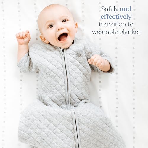 HALO Easy Transition SleepSack, Baby Sleep Sack Wearable Blanket, 100% Cotton, Soft & Breathable, 1.0 TOG, Helps Transition from Swaddle for Infants, Heather Grey, Small