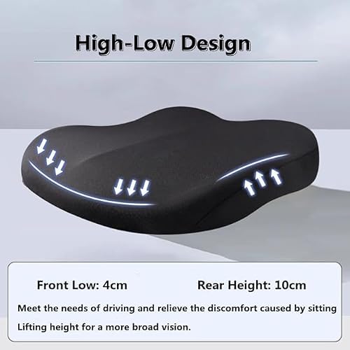 ZHUANXUA Adult Car Booster Seat Cushion, Car Seat Driver Height Boost Mat Memory Foam Car Seat Cushions Pad Improve Driving View Non-Slip 3D Office Chair Cushion Pressure Relief (Pink)