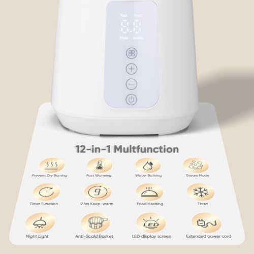 BEARDODO Baby Bottle Warmer, Fast Bottle Warmer for All Bottles, Breast Milk Warmer for Baby Breastmilk or Formula Automatic Shut-Off Digital Display Heat Baby Food at Home Use