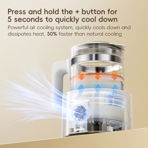 Instant Water Warmer, Baby Bottle Warmer with Faster Cooling Fan and LCD Display, Baby Milk Warmer, Electric Kettle with 6 Temperature Control Presets, Breastmilk Warmer, Boil Tea, Coffee