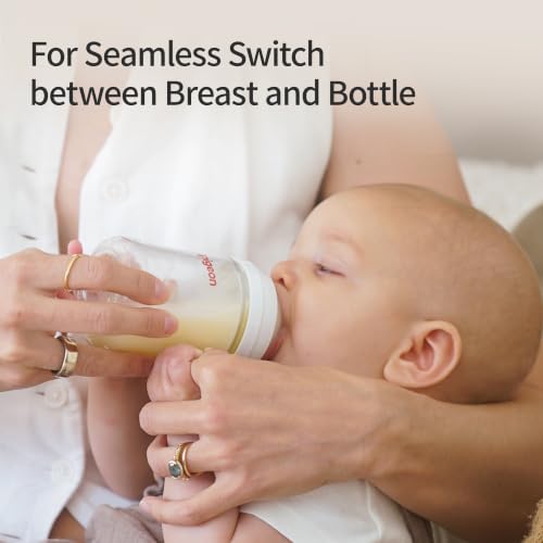 Pigeon Silicone Nipple (SS) with Latch-On Line, Breastlike Natural Feel, Newborn Super Slow Flow, 0+ Months, 4 Counts