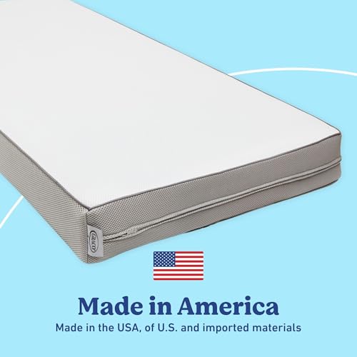 Graco Essentials 6-Inch Mesh Crib & Toddler Mattress — Made in the USA, Firm Support for Infants, GREENGUARD Gold Certified Mattress for Baby Cribs, Removable and Washable Water-Resistant Cover