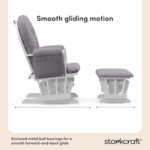 Storkcraft Premium Hoop Glider & Ottoman (Espresso/Gray Swirl) — GREENGUARD Gold Certified Nursery Glider, Solid Wood Craftsmanship, Smooth-Gliding Nursery Chair and Ottoman, Award-Winning