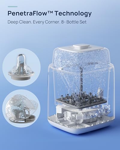 Papablic SafeguardPlus Baby Bottle Washer with Water Purification, 8 Bottles Capacity, 12-Min Fast Wash, 360° Deep Clean Bottle Washer &Sterilizer &Dryer for Bottles, Pump Parts, Baby Essentials