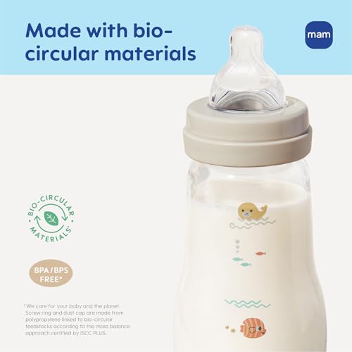 MAM 6oz Pure Glass Feel Good Anti-Colic 0+ Months Baby Bottle, 3 Pack, Girl