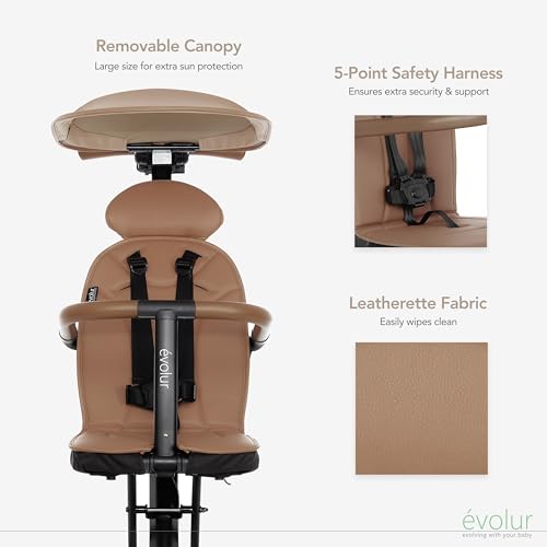 Evolur Cruise Rider Stroller with Canopy, Lightweight Umbrella Stroller with Compact Fold, Easy to Carry Travel Stroller - Cognac