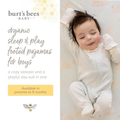 Burt's Bees Baby Boys' Organic Cotton, Sleep and Play Footed Pajamas