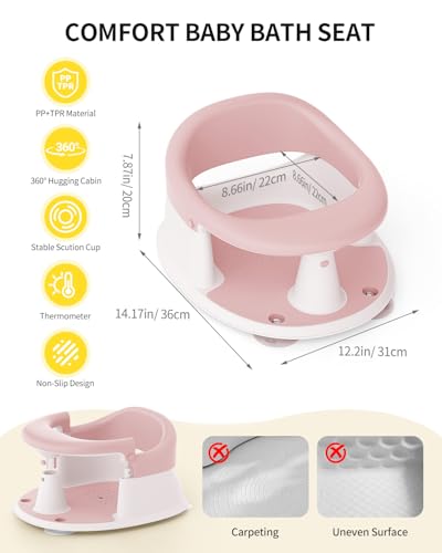 Baby Bath Seat for Babies 6 Months & Up, Bath Seats for Babies Sitting Up, Open Design, Non-Slip, Compact Toddler Bath Seat.