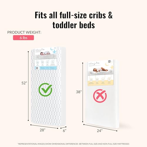 Dream On Me Breathable Full-Size Firm Foam Crib & Toddler Mattress – Dual-Sided Design, Waterproof Vinyl Cover, GREENGUARD Gold & BSA Certified, Fits Full Size Cribs & Toddler Beds