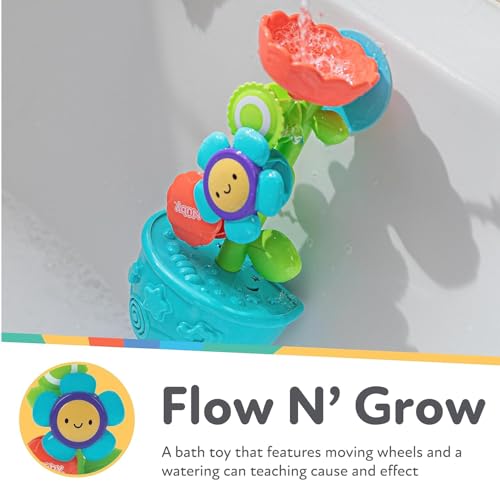 Nuby Flow N' Grow Garden Bath Toy with Flower and Watering Can - Baby Bath Toy for Boys and Girls 18+ Months - Toddler Bath Suction Cup Toy Attaches to Shower Wall