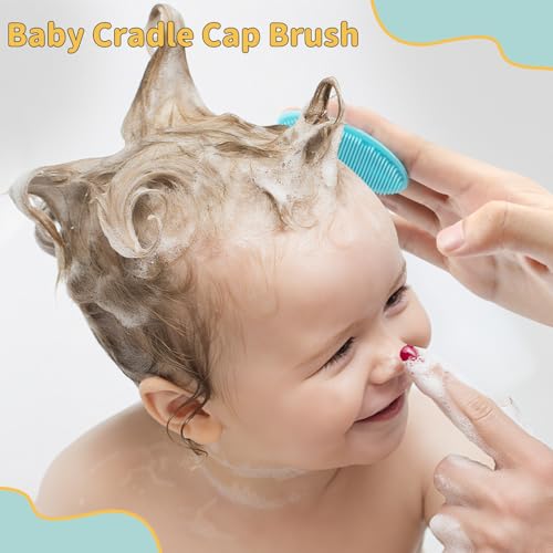 DEBETOOL Cradle Cap Brush and Comb Set with Baby Hair Brush - 3-Piece Wooden Baby Brush Kit for Newborns and Infants