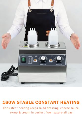 Electric Cheese Sauce Warmer Nacho Cheese Dispenser Warmer ， Commercial Cheese Dispenser, Hot Fudge Bottle Warmer for Cheese Chocolate Hot Fudge Caramel 86-185℉ 110V