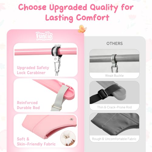 FUNLIO Baby Jumper with Stand for 6-24 Months, Infant Jumper for Indoor/Outdoor Play, Toddler Jumper for Baby Girl/Boy, with Adjustable Chain, Easy to Assemble & Store (with Stand) - Pink Butterfly
