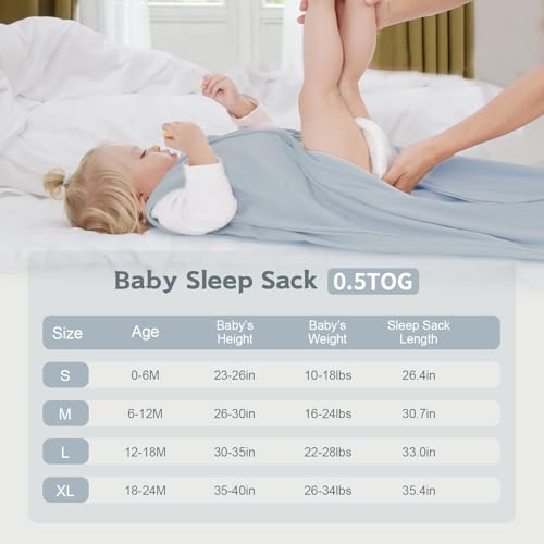 Wrrernsin Baby Sleep Sack 6-12 Months,100% Cotton TOG 0.5 Wearable Blanket for Boys and Girls, 3 Pack 2-Way Zipper Lightweight Sleeping Bags for Toddler Newborn Infant