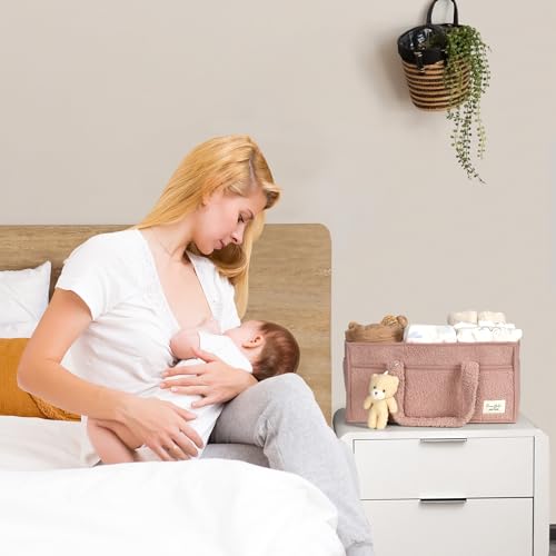 PeraBella Baby Diaper Caddy Organizer with Handle, Boy & Girl Shower Gift Basket, Portable Diaper Storage Basket Bin for Wipes, Newborn Baby Essentials Registry Search Must Haves, Car Caddy Organizer