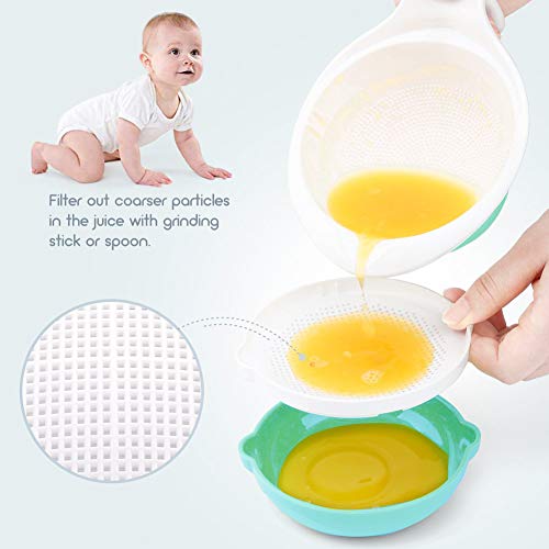 Matyz Versatile Baby Food Maker Set - Toddler Mill with Mash Bowl, Hand Masher, Citrus Juicer, Grater - Making Homemade Baby Food - Fruits and Vegetables Masher - No BPA (Mint Green)