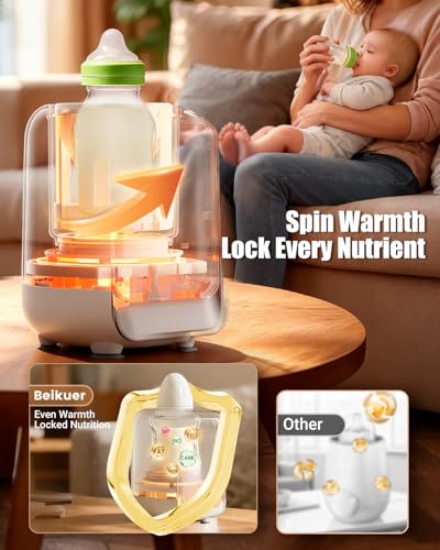 12-in-1 Baby Bottle Warmer for Breastmilk, 2min Fast Swirlable Milk Warmers with 24H Locks Nutrients, Smart Precise Even Heating, Temperature Control, Timer, Night Light, Fits All Bottles, Bags, Jars