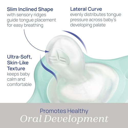 Chicco PhysioForma Dual Soft Orthodontic Pacifier for Babies 0-2 Months, 100% Soft Silicone, Supports Breathing, One-Piece Design, Included Sterilizing Case, BPA Free, 2-Pack, Seafoam