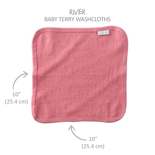 Butterblu River 10-Pack Baby Terry Washcloths 100% Organic Cotton Absorbent for Baby and Toddler Boys & Girls, Sunny Pink Rainbow, One Size