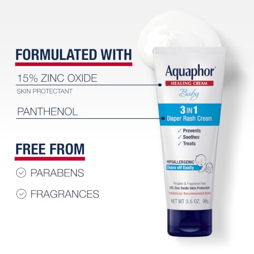 Aquaphor Baby Healing Ointment (14 Oz) + 3-in-1 Diaper Rash Cream (3.5 Oz), Hypoallergenic and Fragrance Free Skin Care Set for Babies