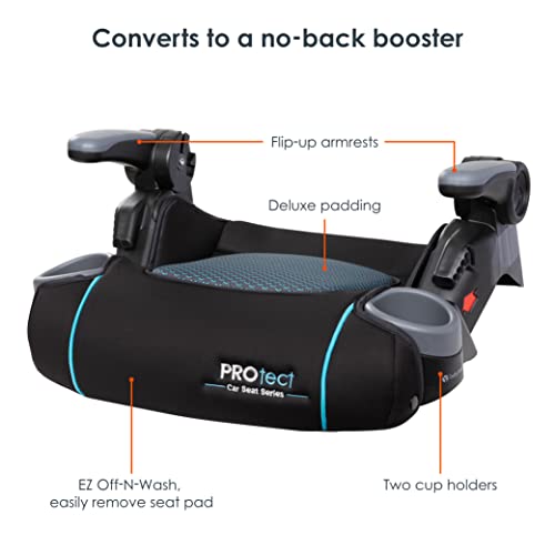 Baby Trend Protect 2-in-1 Folding Booster Car Seat, Aqua Tech – Fold-Flat Travel-Ready Design, Lightweight Build, Belt-Positioning Comfort