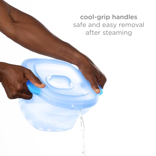 Ubbi 3-in-1 Collapsible Microwave Wash Bin, Baby Bottle Sterilizer & Veggie Steamer, Reusable Silicone Steam Bag for Travel or Home Use, Fits Up to 5 Baby Bottles, Dishwasher Safe, Blue