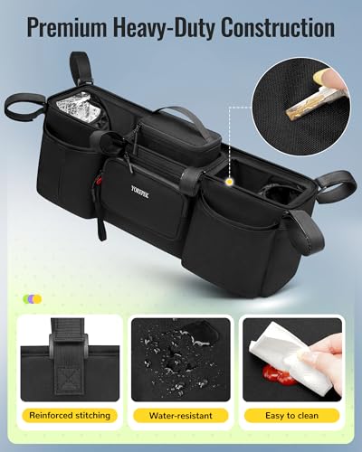 YOREPEK Padded Double Stroller Caddy, Heavy Duty Stroller Caddy Attachment