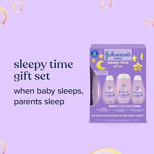 Johnson's Baby Sleepy Time Gift Set with Calming Bedtime Bath, Bedtime Lotion & Calming Shampoo, Baby Bedtime Essentials with Relaxing NaturalCalm Aromas, Hypoallergenic, 3 Items