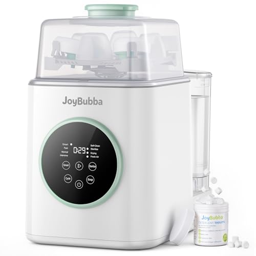 JoyBubba Bottle Washer, Sterilizer & Dryer – 4-in-One Cleaner for Baby Bottles, Pump Parts & Baby Essentials with 3 High-Temp Sterilization Modes, Includes 60 Cleaning Tablets – Saves Time & Effort.