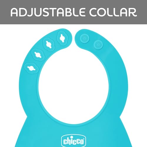 Chicco Easy Start Silicone Feeding Set | Dishes for Baby-Led Weaning | Suction Bowl | Adjustable Bib | Soft Spoon | BPA-Free | 3 Piece Set | 6m+ | Teal