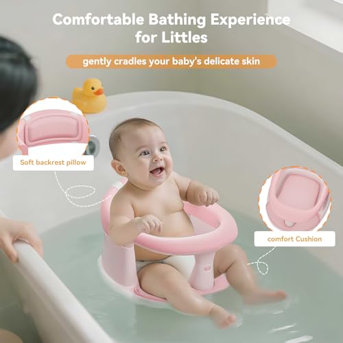 Baby Bath Seat for Babies 6 Months & Up - 360° Protection Bath Seats for Babies Sitting Up | Baby Bath Chair with Temperature Alert & Cushion | Toddler Bath Seat Newborn Infants Baby Bathtub Seat
