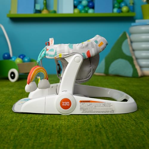 Bright Starts Learn-to-Sit Baby Floor Seat, 2-Positions Grow with Infant, Portable Baby Chair, Includes Sensory Toys, Unisex, 4-12 Months, Playful Paradise