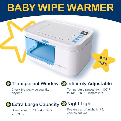 ChoserStar Baby Wipe Warmer and Dispenser Portable Heated Diaper Wipe Heater with Fast Heating, Larger Capacity, and Anti-Dry Out (with Charger Block)