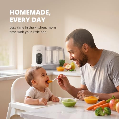 BEAR 2024 Baby Food Maker | One Step Baby Food Processor Steamer Puree Blender | Auto Cooking & Grinding |Infant Puree Maker with Self-Cleaning Function | Touch Screen Control, White