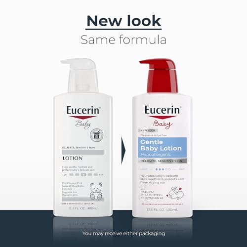 Eucerin Baby Body Lotion, Hypoallergenic and Fragrance Free Baby Lotion with Pro-Vitamin B5 and Shea Butter, 13.5 Fl Oz Bottle