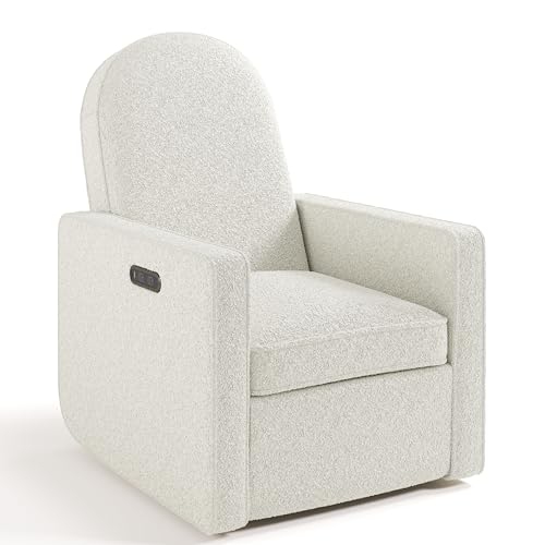 Graco Olivia Premium Nursery Power Recliner Swivel Glider, Smaller Profile for Smaller Rooms, Oeko-TEX 100 Certified, Upholstered Glider, USB Charging Port, Durable Metal Base – (Ivory Boucle)