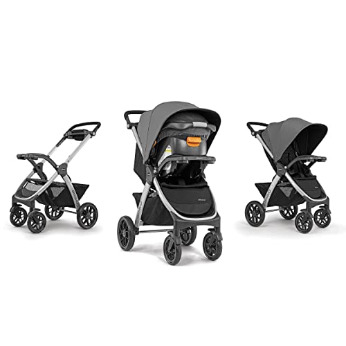 Chicco Bravo 3-in-1 Trio Travel System, Bravo Quick-Fold Stroller with KeyFit 30 Infant Car Seat and Base, Camden/Black