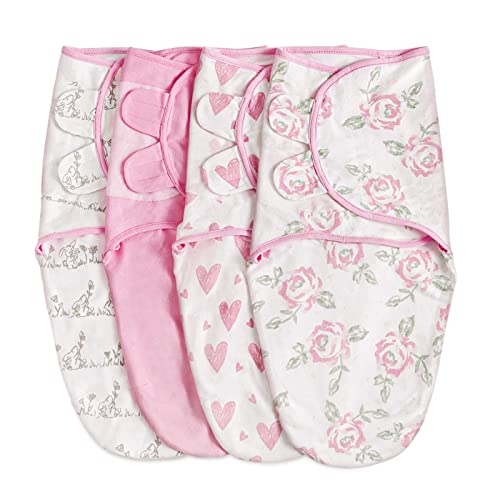 Organic Baby Swaddle Sleep Sacks, 4-Pack Swaddles for Newborns Baby Essentials, Infant 0-3 Months, 100% Cotton Soft & Snug Adjustable Wrap Nursery Swaddling Blankets Improves Sleep