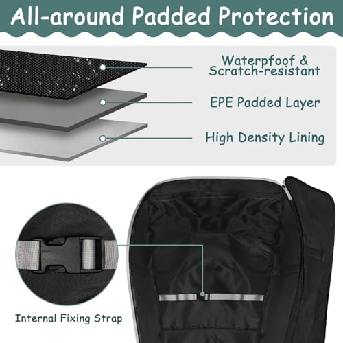 SCTEL Infant Car Seat Travel Bag Backpack for Airplane, Fits Doona Car Seat Stroller and Base, Padded Carseat Cover for Air Travel, Nuna Pipa Car Seat Travel Bag with Wheels