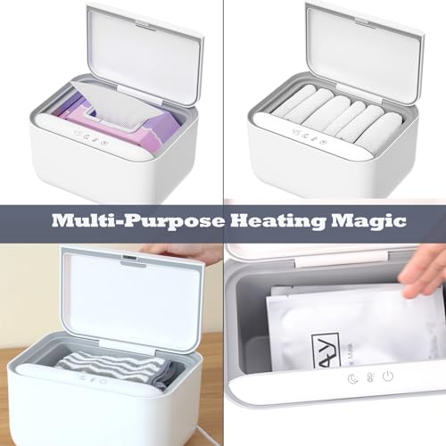 Baby Wipe Warmer Dispenser Holder with 3 Level Surround Temperature Control，Diaper Water Wipe Holder Container with Light for Wipe, Towel, Wet Tissue (White)