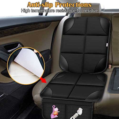 Meolsaek Car Seat Protector for Child Car Seat, Durable 600D Fabric Waterproof Car Seat Cover with Thick Pad Non-Slip Backing，No Imprints (Black 1pc)