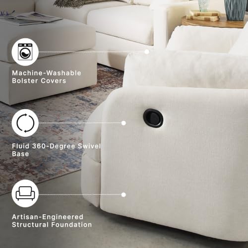 Signature Design by Ashley Modmax Swivel Glider Nursery Recliner, Stain-Resistant Next-Gen Nuvella Performance Fabric Rocking Chair for Living Room, Oyster Beige, 42" W