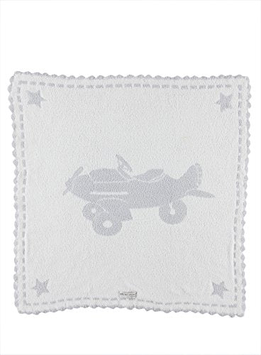 Barefoot Dreams CozyChic Scalloped Baby Receiving Blanket - Blue & White 30x 32