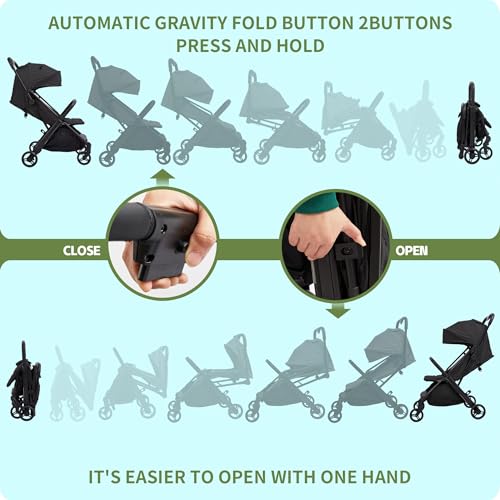 COOL KIDS Baby Stroller,Umbrella Stroller with Automatic Fold,Baby Strollers with Pop Out Sun Canopy,Baby Airplane Travel Essentials(Black)