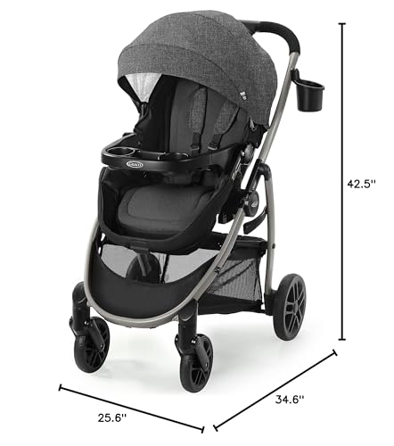 Graco Modes Pramette Stroller, 3-in-1 Baby Stroller, 3 Modes: Infant Car Seat Carrier (Car Seat Not Included), Infant Pramette to Toddler Stroller with Reversible Seat and One-Hand Fold, Redmond