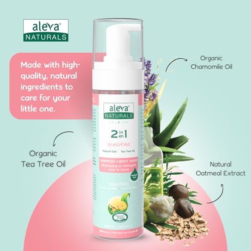 Aleva Naturals Hypoallergenic 2 in 1 Hair and Body Wash | Tea Tree Oil Formula | For Sensitive Skin | Perfect for Newborn Babies and Toddlers - 200ml